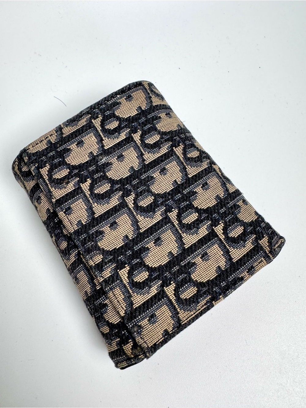 Christian Dior Saddle Lotus Wallet blue Dior Oblique jacquard pattern and gold D - Picture 2 of 5